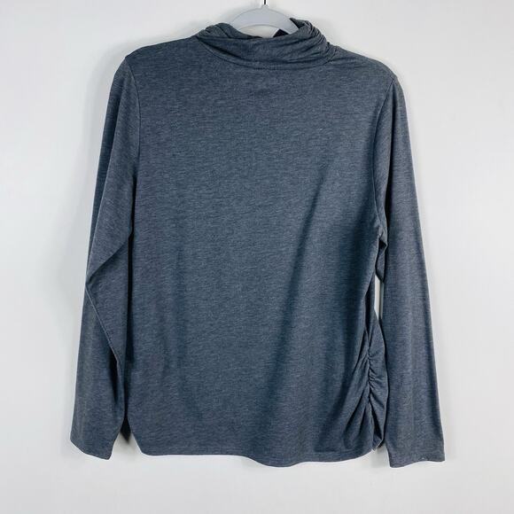 Coldwater Creek Size XL 16 Long Sleeve Side Ruched Turtleneck Top Gray - Picture 2 of 6